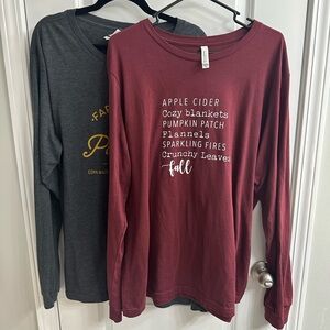 Red and Gray Long Sleeve Fall Graphic Tees Bundle